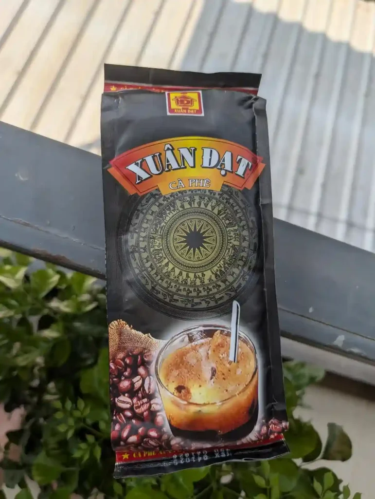 A bag of Vietnamese branded coffee beans.
