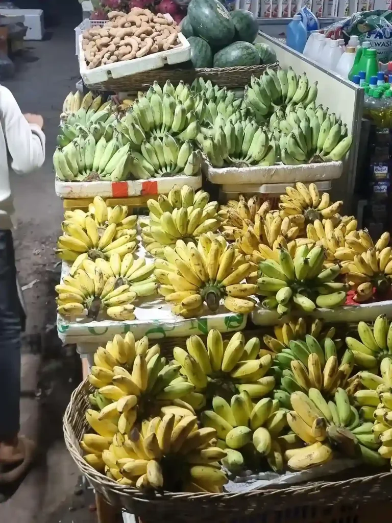 Bananas on display for sale in Southeast Asia.