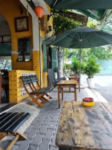 A café with seating along a street in Saigon (aka Ho Chi Minh City), Vietnam.