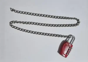 A small-linked chain and a TSA four-pin travel lock.