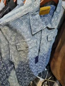 A knock-off Luis Vuitton brand jean jacket for sale in Vietnam.