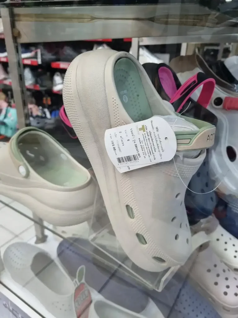 Women's Croc-style sandals for sale in Southeast Asia.