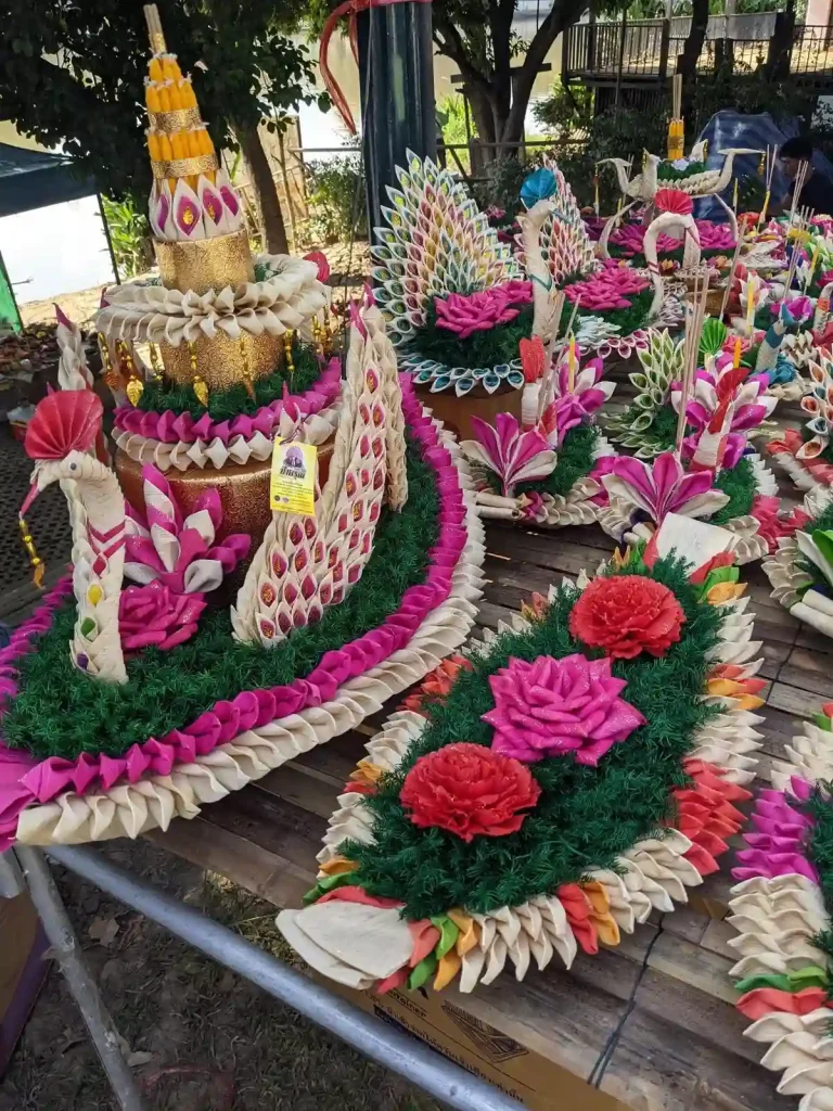 Krathongs for sale during the Loi Krathong holiday in northern Thailand.